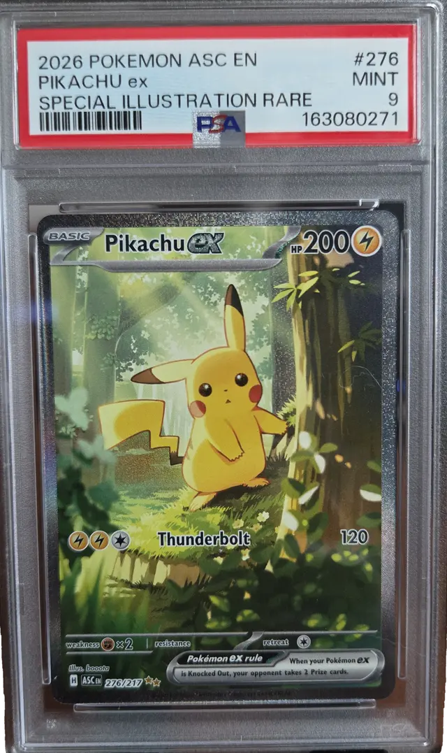 Pikachu ex #276 PSA MINT 9, front of the graded holder